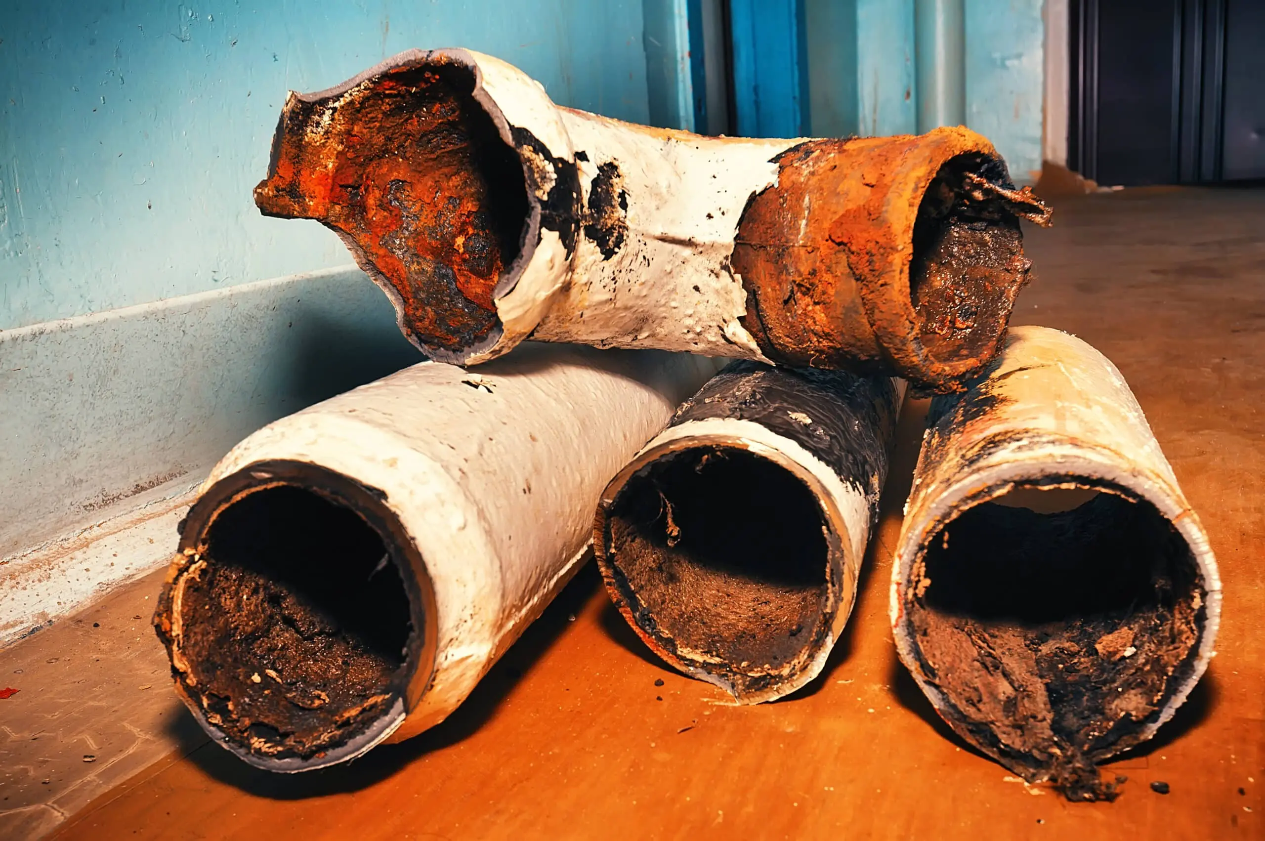 Replacing,Old,Sewer,Pipes,In,An,Apartment,Of,A,Multi-storey crumbling sewer pipes